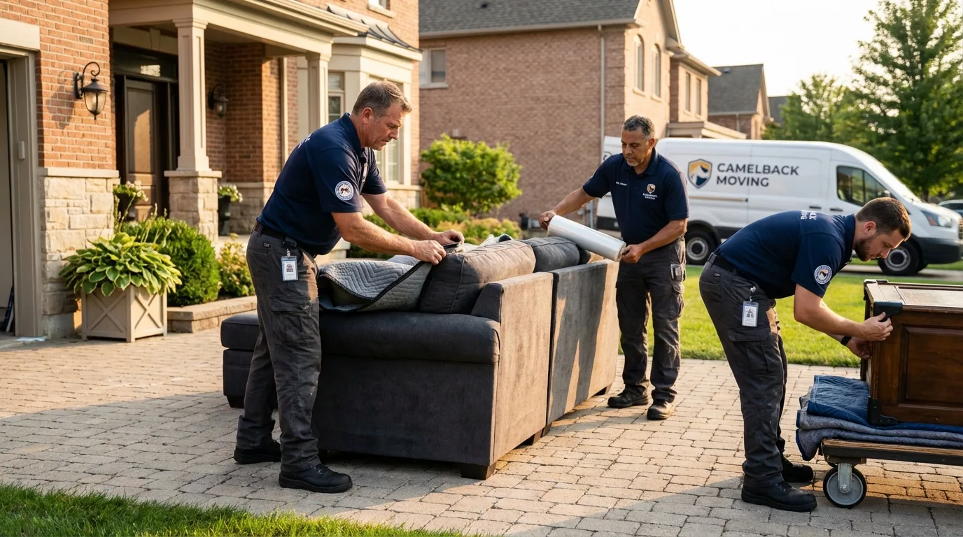 Large estate moving crew wrapping furniture in Kerhonkson, NY
