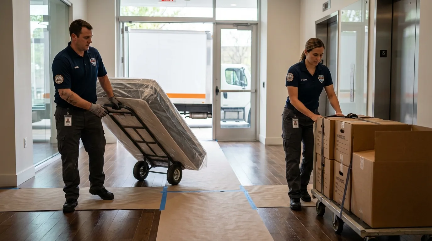Professional apartment movers loading elevator in Kerhonkson, NY